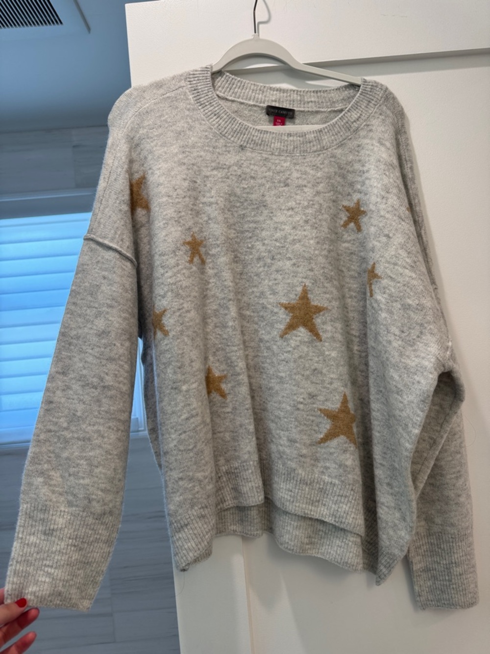 Vince Camuto Grey Crewneck Sweater with Gold Stars